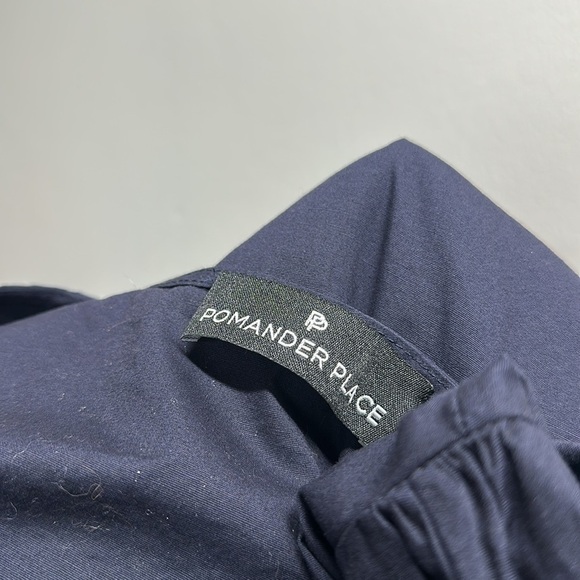 Pomander Place Tuckernuck Easton Blouse Poplin V-neck Puff Sleeve Blue Small XS - Picture 7 of 8